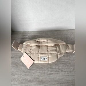 Wilo The Label Quilted Adjustable Waist Bag Color Clay Front Zip Enclosure